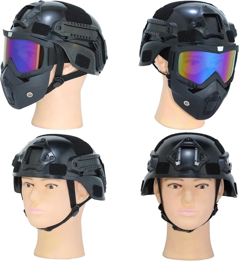 PLOOTA Tactical Airsoft Helmet with Detachable Goggles and Full Face Mask: Military Grade Gear for Paintball and Airsoft - Image 5